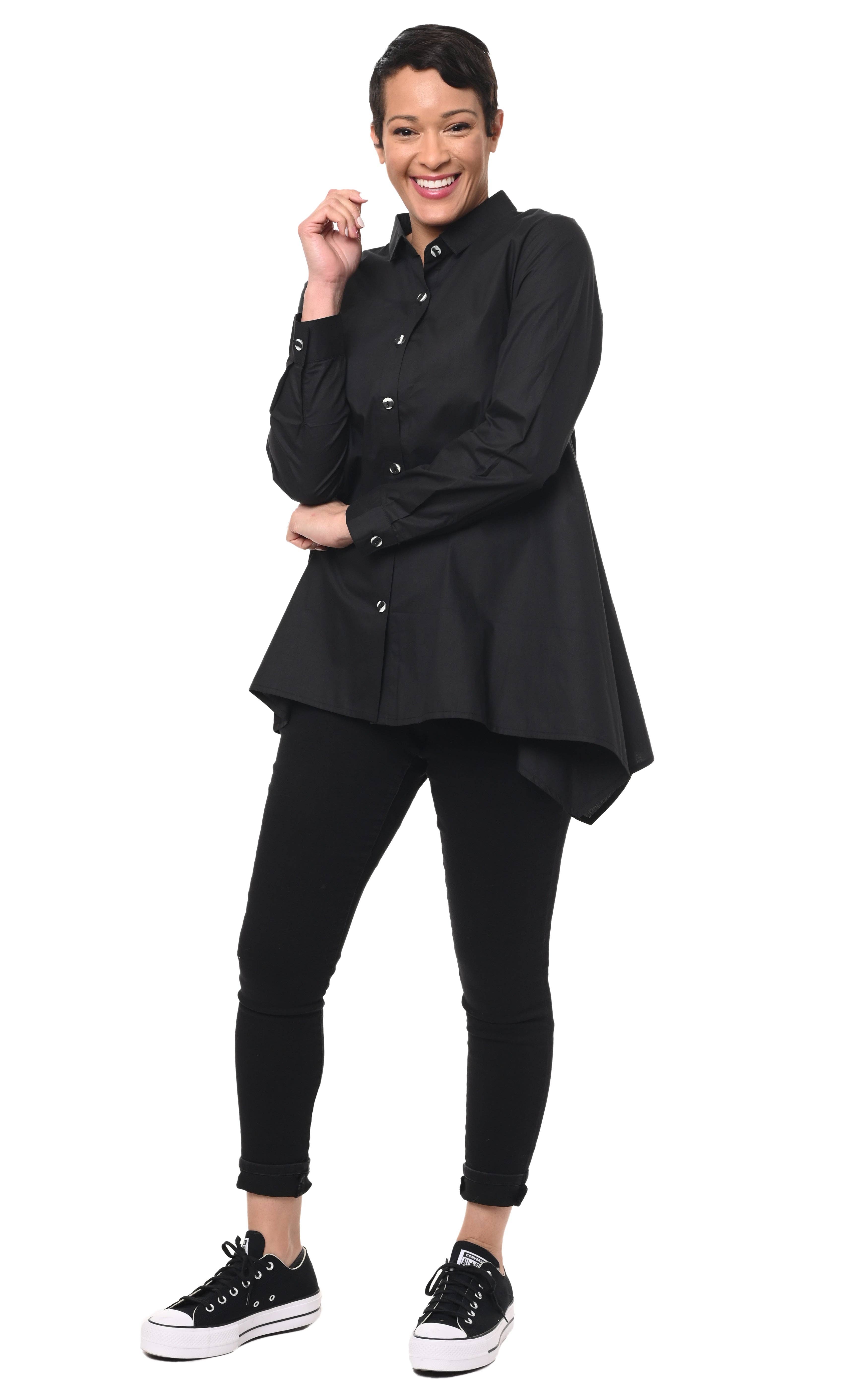 Tulip Clothing – Engroshandel Skjorte med buttondown – til kvinder – SDC295 Avalon i Sort*3