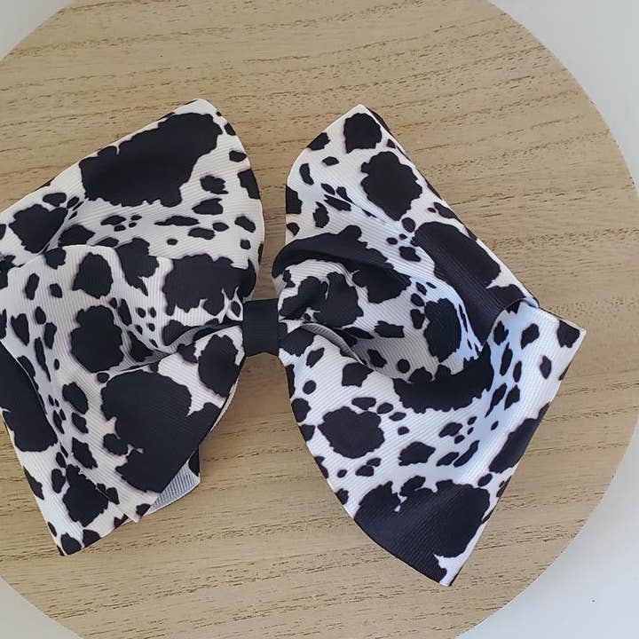 Black Cow Biggie Bow for wholesale by Buttercups Bows