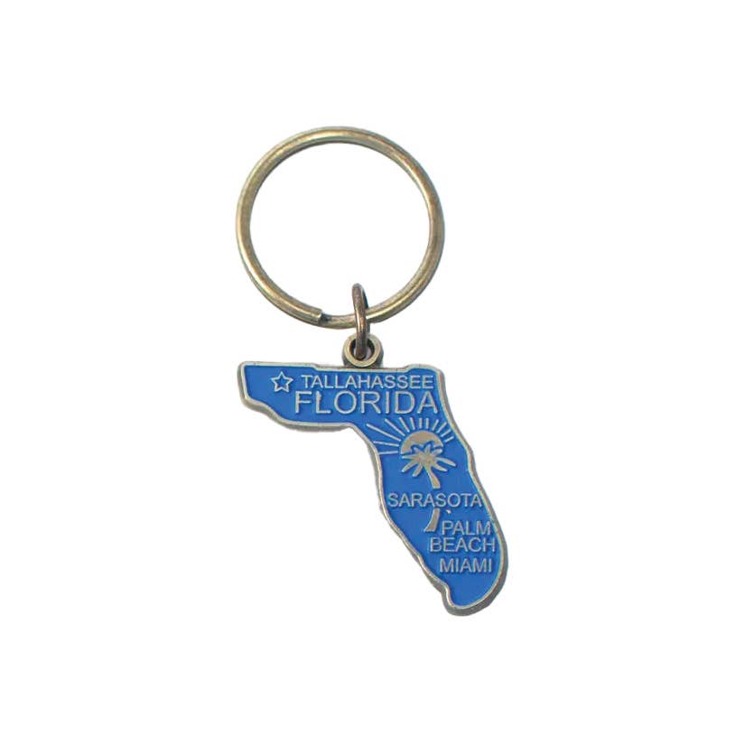 Gleeful Peacock - Wholesale Keychain - Unisex - Florida Vintage State Map Keychain1