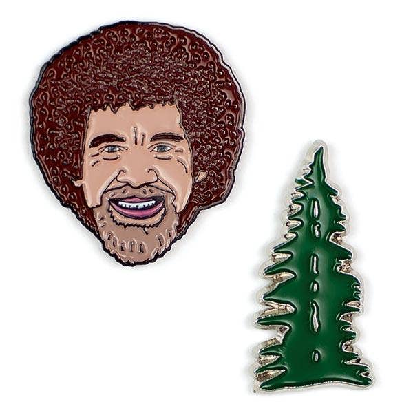 Unemployed Philosophers Guild - Wholesale Lapel Pin/Button - Bob Ross & Tree Pins2