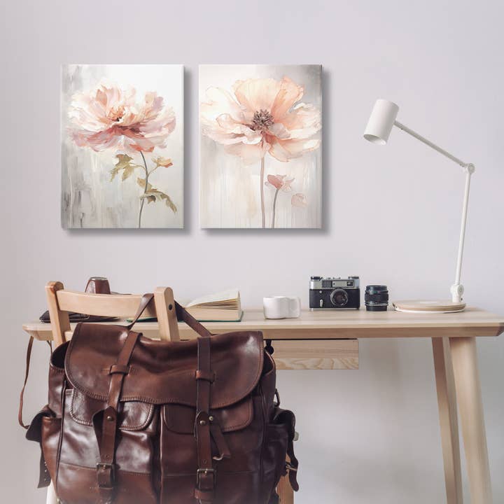 Stupell Industries – wholesale Väggdekor - Barn och baby – Mjukrosa blommande blommor canvas konst