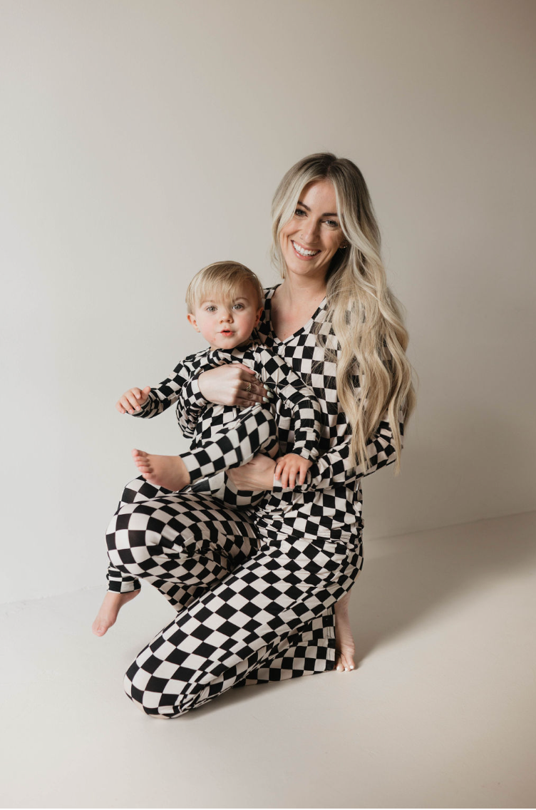 Forever French Baby - Wholesale Sleepwear Set - Women's - Women's Bamboo Pajamas | Black Checkerboard11