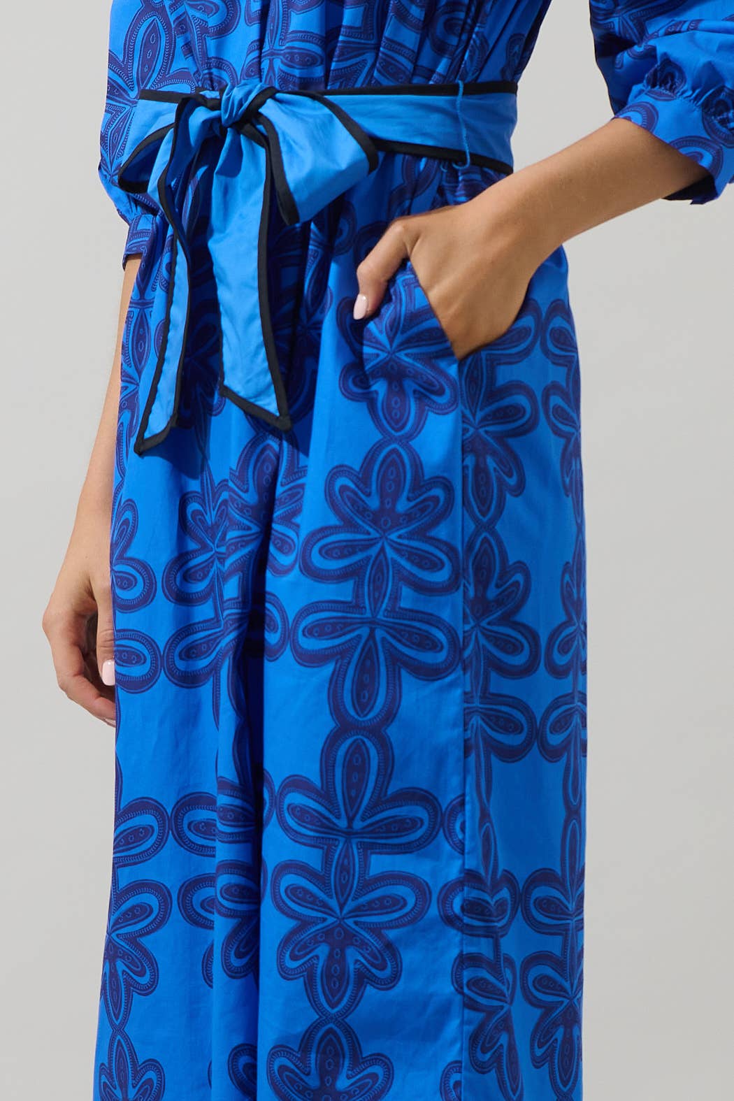 BLÅ-MARIN-MUL Romery Abstrakt Terie V-ringad Midiklänning för wholesale på Faire4