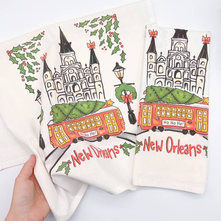Home Malone - Wholesale Tea Towel - NOLA Christmas Towel - New Orleans Holiday Decorative Towel1