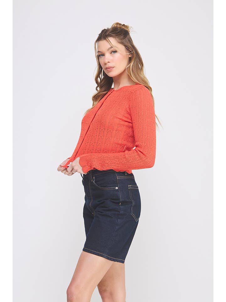 Allie Rose - Wholesale Cardigan - Women's - Lightweight Pointelle Cardigan3