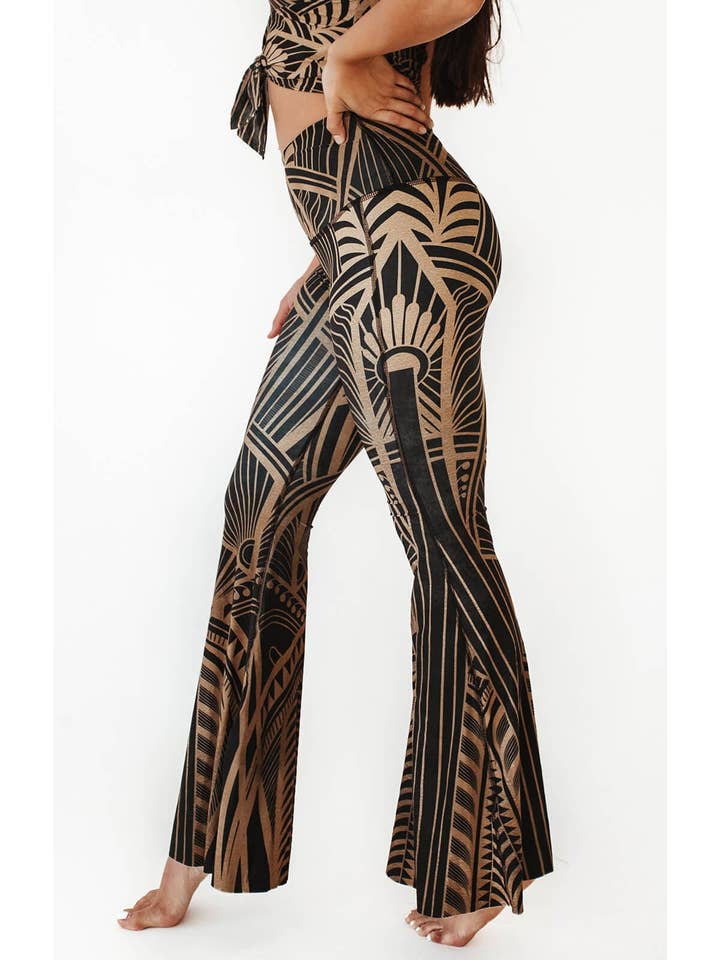 Yoga Democracy - Wholesale Pants - Women's - Elegant Empire Printed Bell Bottoms1