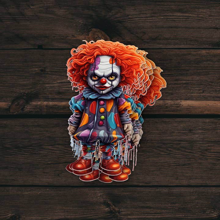Killer Clown Sticker | Scary Halloween Vinyl Decal for wholesale by PiggyPrintStickers