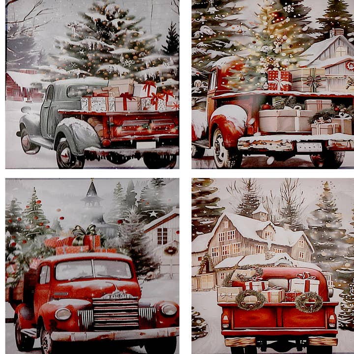 CANVAS WALL ART ASSTD (TRUCK WITH PRESENTS) for wholesale by IH Casa Decor