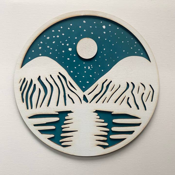 Mountains on a Night Sky Artwork for wholesale by Gorgeous Little Bits Ltd