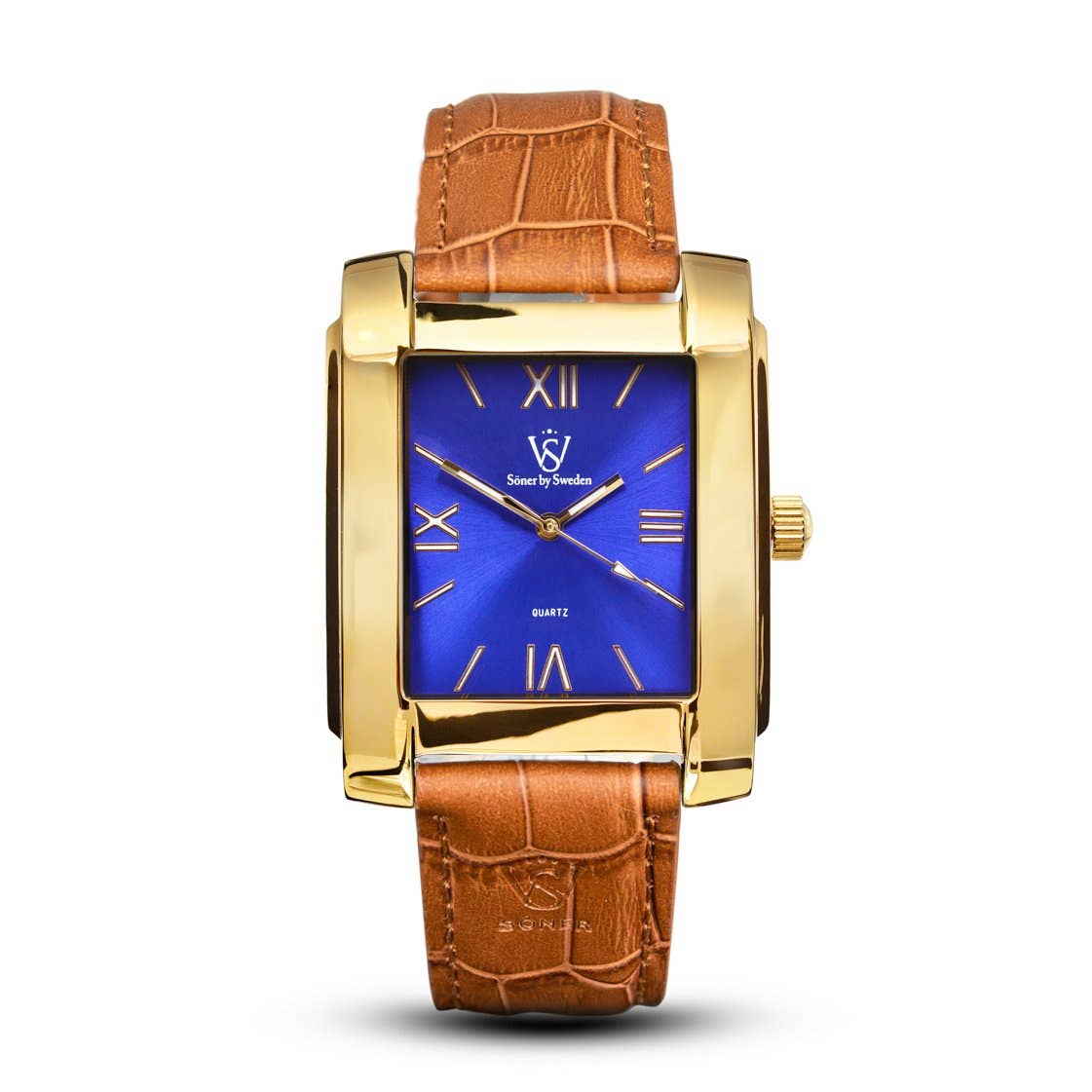 SÖNER - Wholesale Wrist Watch - Men's - Square Watch, Legacy B Polished Gold | Blue Dial3