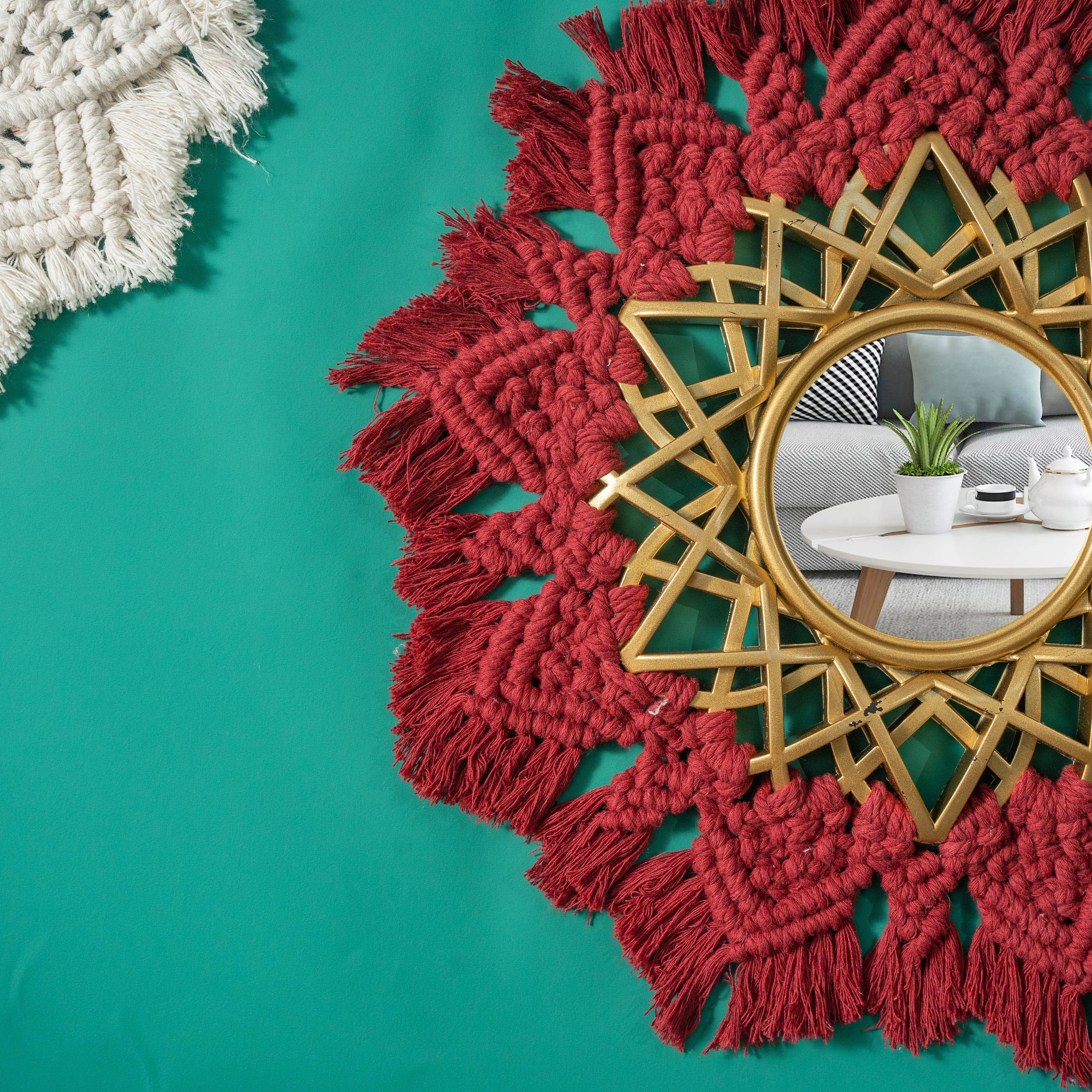 Sparkle Being - Wholesale Wall Mirror - Handmade Round Bohemia Style Wall Hanging - Macrame Mirror1