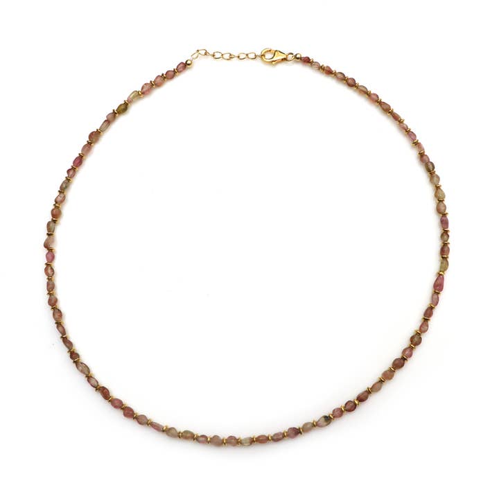 Collier en argent avec pierre précieuse faite à la main en tourmaline pastèque pour la vente par Fine Facets