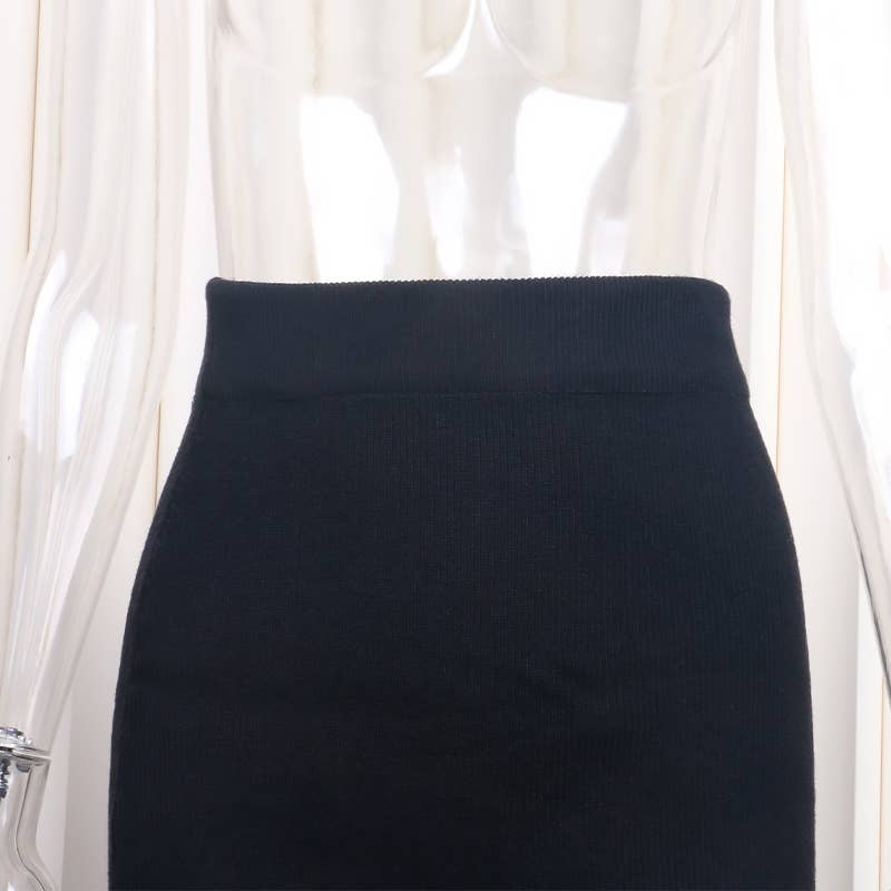 Sweetkama - Wholesale Top & Skirt Set - Women's - Solid Color Top & Skirt 2PCS Kintted Set Sweater Set HL730011