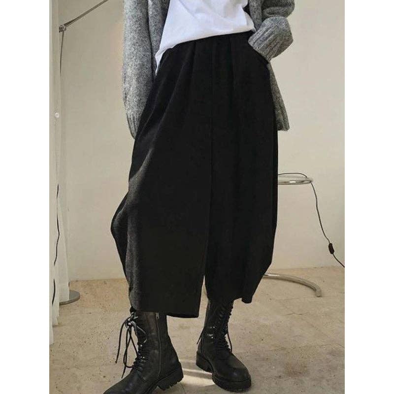 Sheer Trend - Wholesale Pants - Women's - Harem Pants Wide Leg Elasticity Solid Color Split-Joint Pants Trousers11