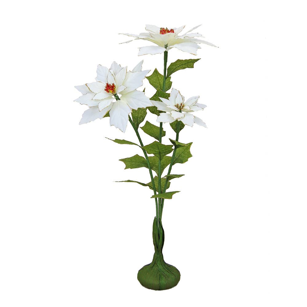 Flora Bunda Inc - Wholesale Artificial Flowers - 44" Poinsettia Faux Floral Stem Arrangement1