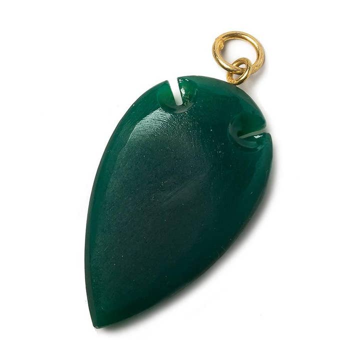 The Bead Traders - Wholesale Individual charm/pendant - 36x20mm Pine Green Onyx Matte Arrowhead Focal Pendant 1 piece0