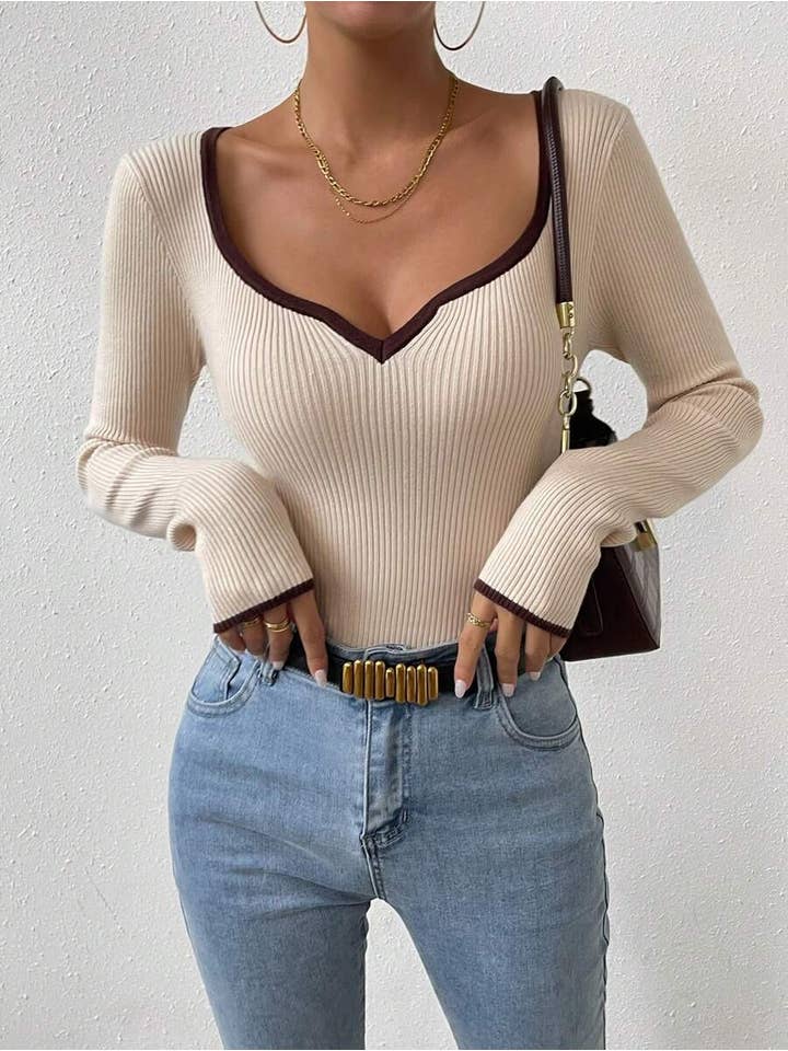 Miss Sparkling - Wholesale Knit Top - Women's - Ribbed long sleeve top