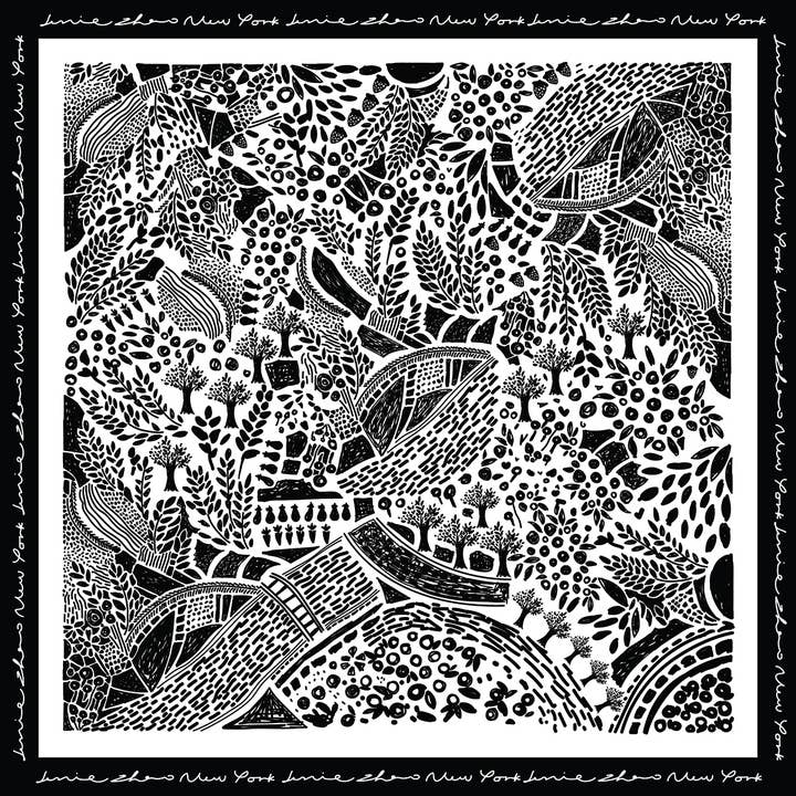 Double Sided Wool Silk Scarf Of Black Garden for wholesale by Jessie Zhao New York