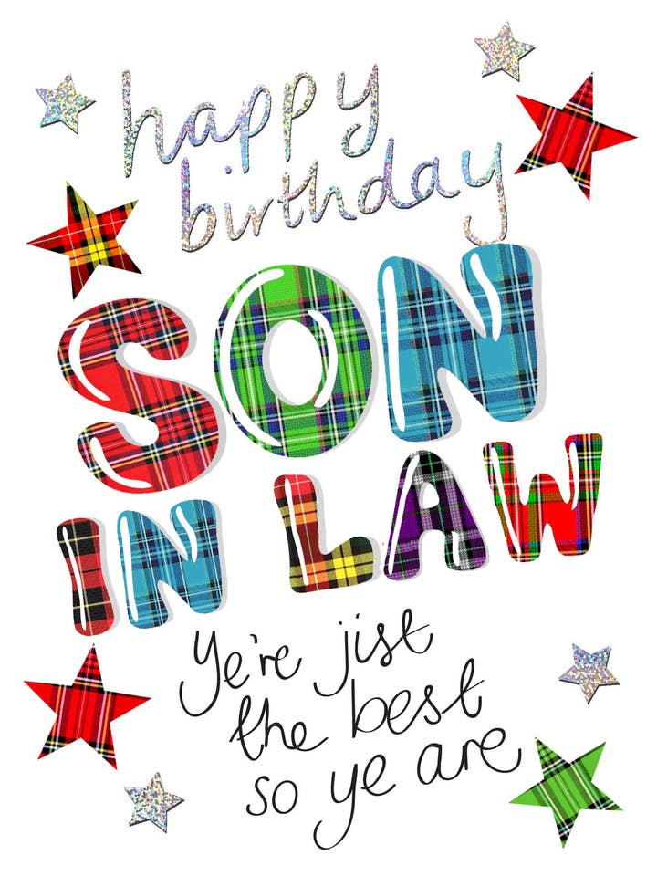 Tartan Words Birthday Card for Son In Law for wholesale by Wee Wishes