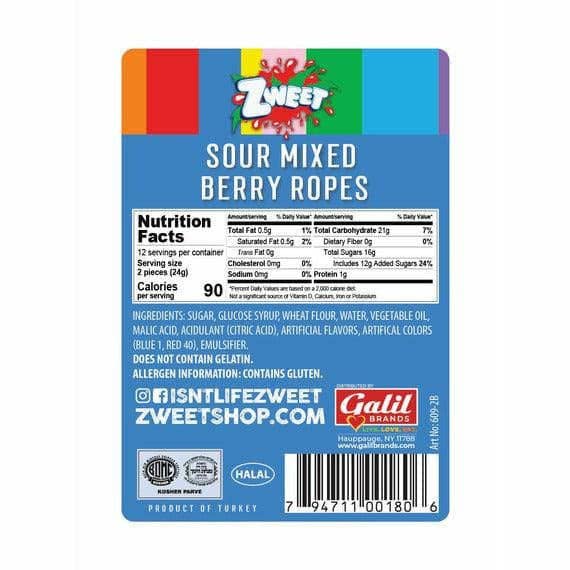 Galil Brands – Großhandel Lakritze – Sour Mixed Berry Ropes | Sweet | 10 oz1
