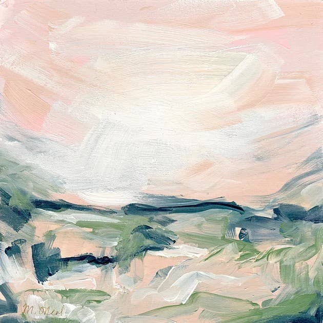 Abstract pink landscape canvas art print for wholesale by Meredith Oneal Art