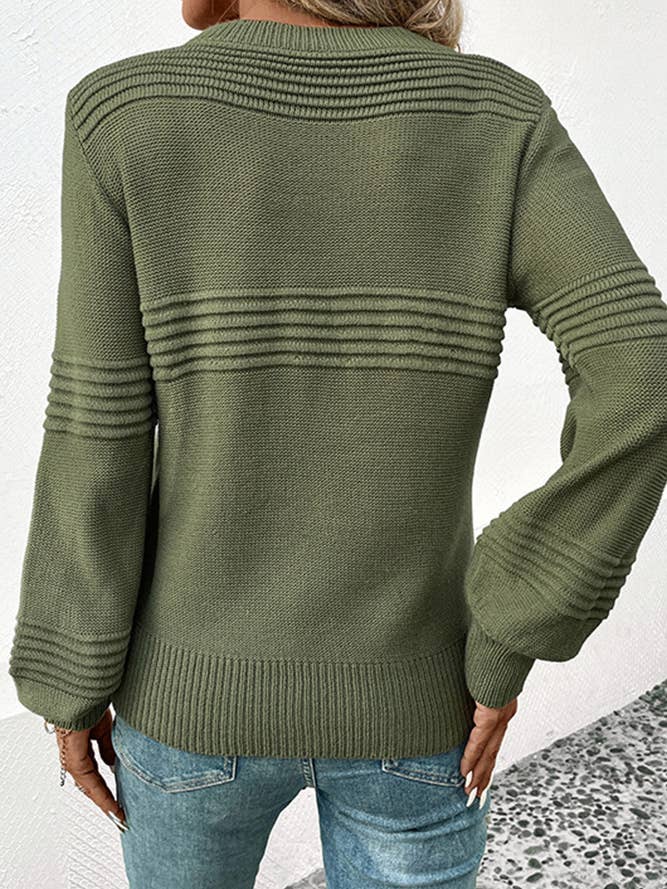 Army Green Crew Neck Knitting Sweater BFZY655 for wholesale on Faire3