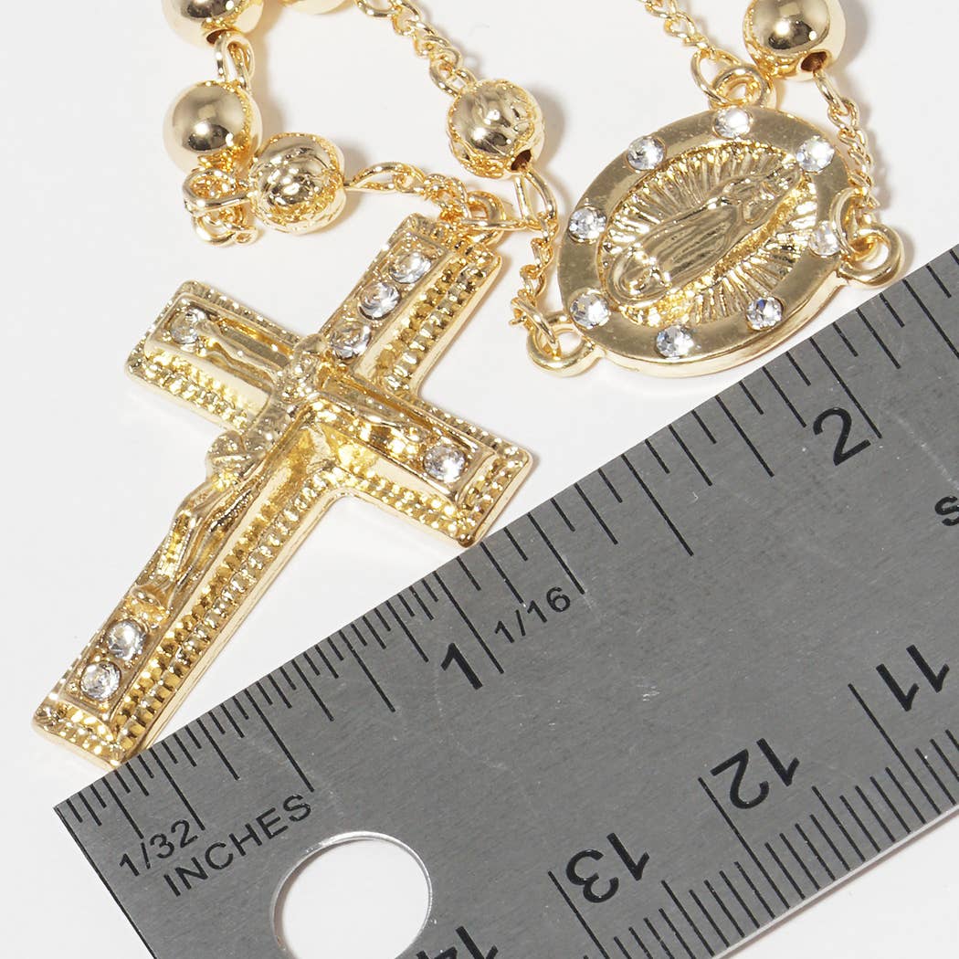 Fashion City - Wholesale Ketting met gebedskralen - Rozenkransketting met gouden onderdompelen3