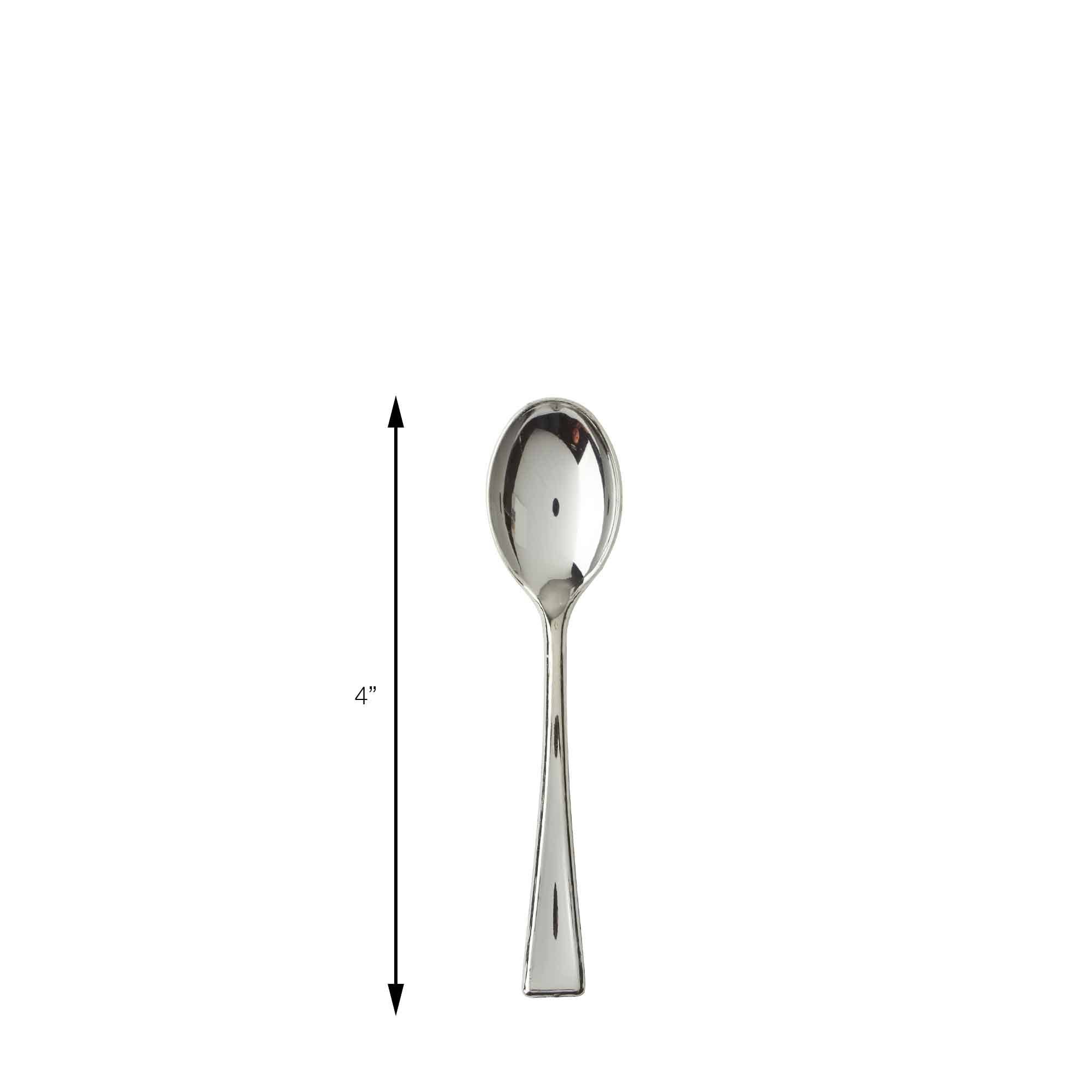 Portofino International Trading, USA - Wholesale Table Spoon (Cutlery) - Plastic Mini Spoons 24pc/bag - Silver1