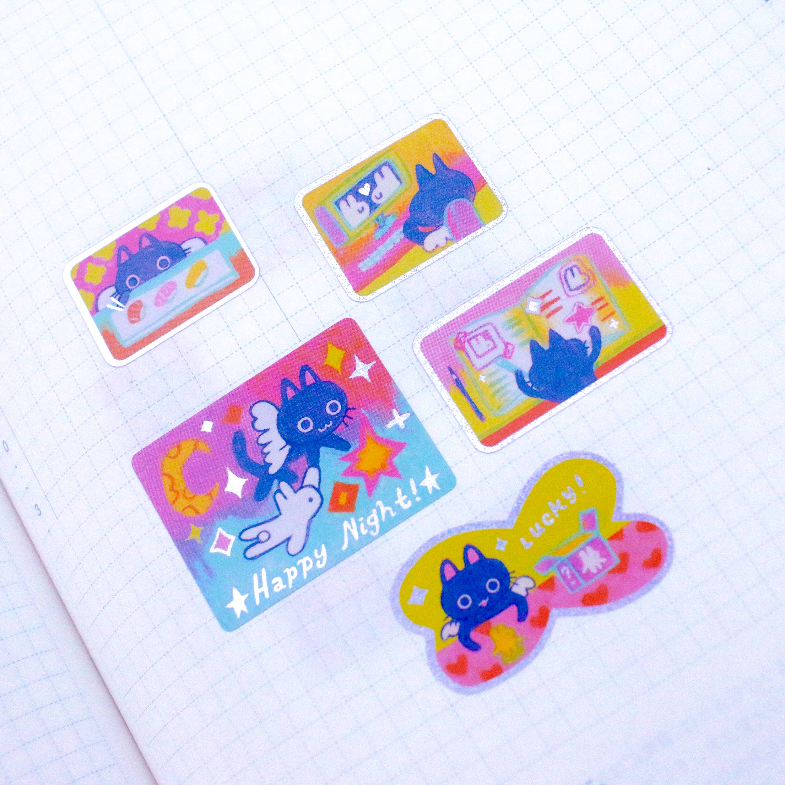 Odd Rabbits - Wholesale Sticker - 'Maebee's Day Off' Glitter A6 Sticker Sheet1