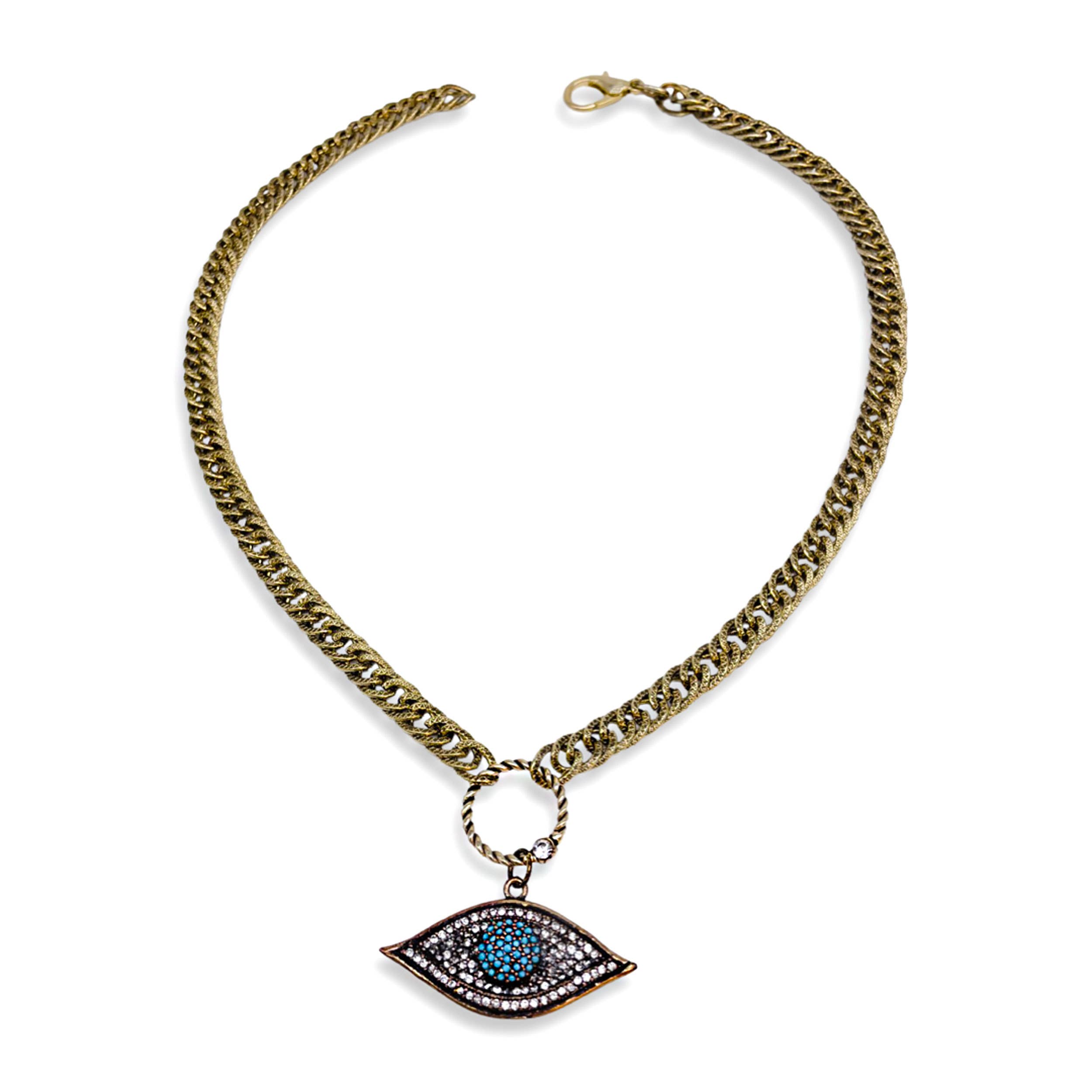 Chanour - Venta al por mayor Collares con colgantes/abalorios - Collar Occhio Blu hecho a mano - BC2020