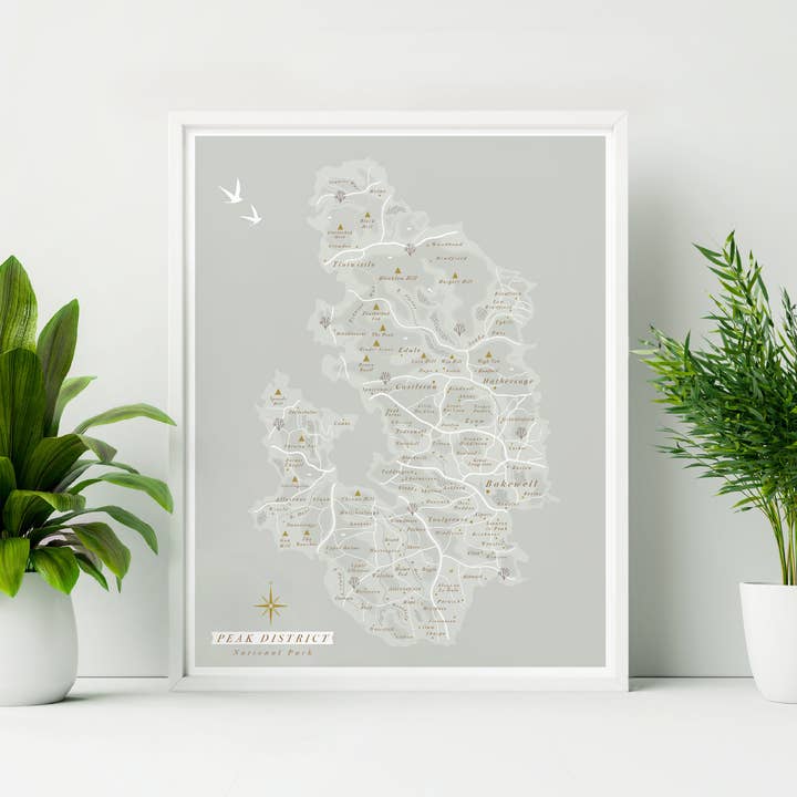 Mapa del Parque Nacional Peak District para venta al por mayor de Britain Illustrated