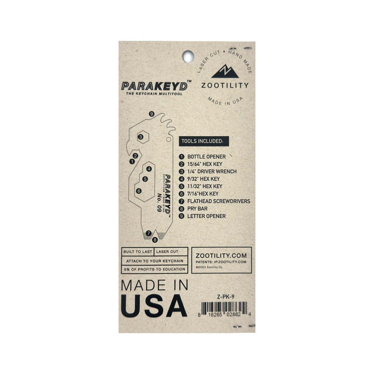 Zootility - Wholesale Handy Tool - ParaKEYd™ 9-in-1 Multi-Tool2