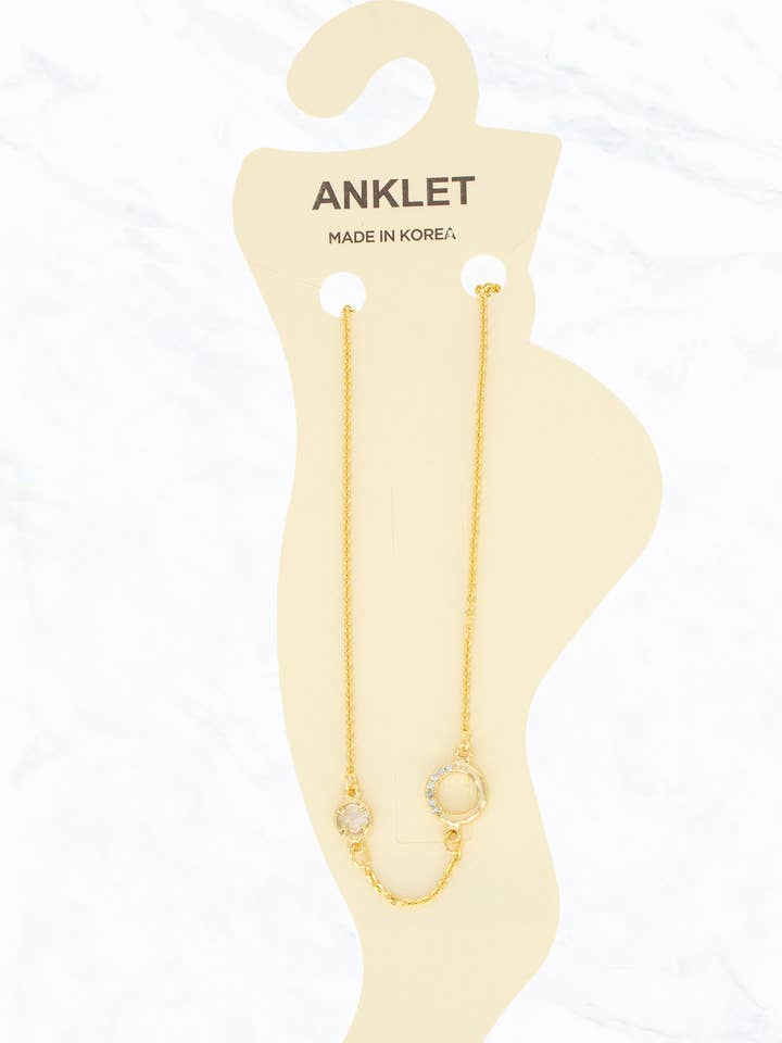 círculo recortado, diamantes de imitación, tobillera de moda para venta al por mayor de Suzie Q USA