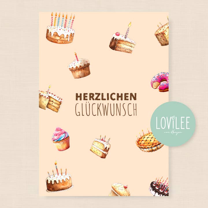 Cakes & Pies | Birthday Card Postcard | No. GP-P-09 for wholesale by LOViLEE