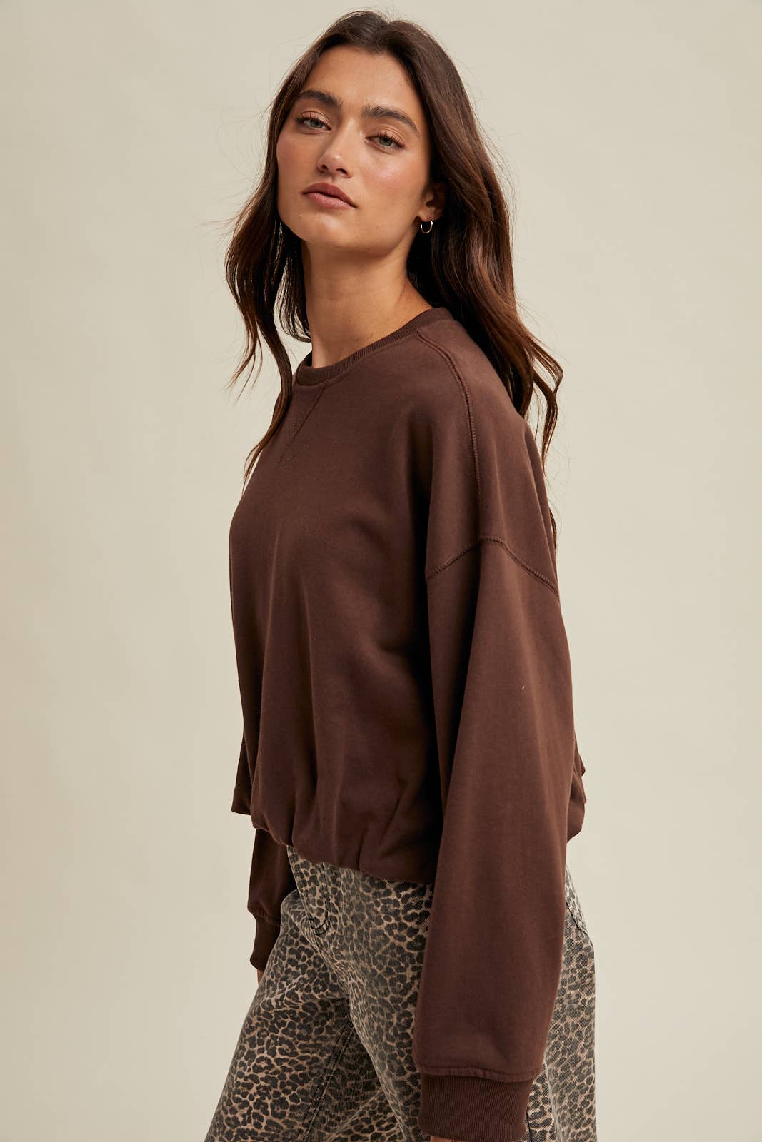 Wishlist Apparel - Wholesale Knit Top - Women's - BUBBLE HEM FRENCH TERRY TOP / WL25-114016