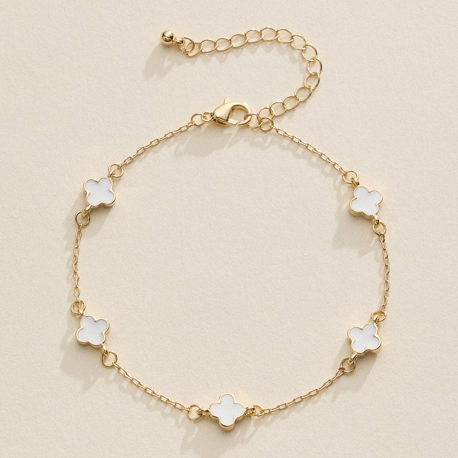 Lilla Haven - Wholesale Charm/Dangle Bracelet - Gold Clover Charm Bracelet – Elegant Dainty Chain with Enamel Accents4