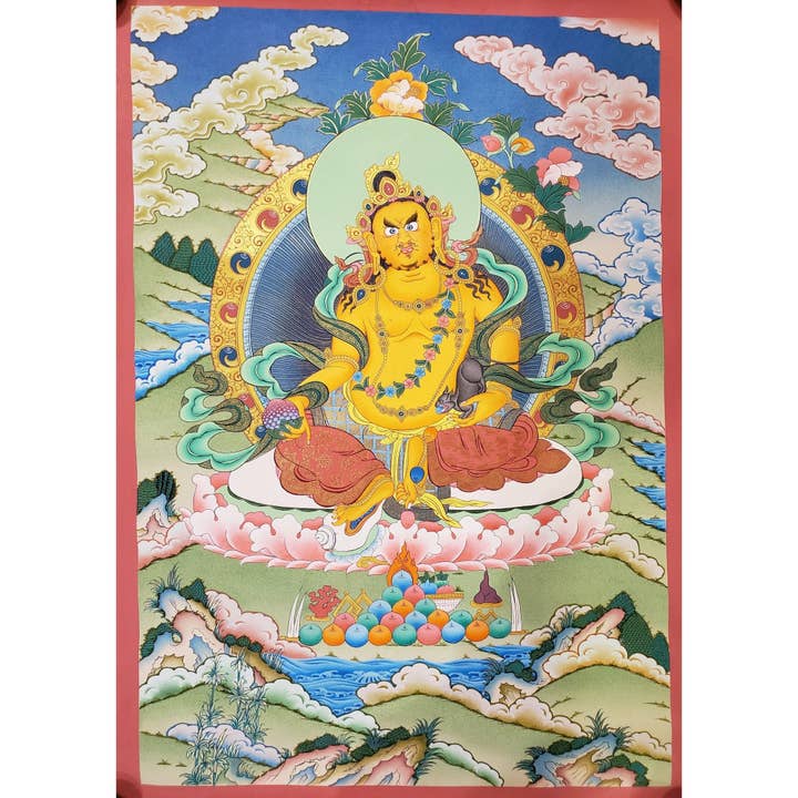Chef-d'œuvre de Kubera Peinture Thangka Tibétaine pour la vente par Art Of Tibet