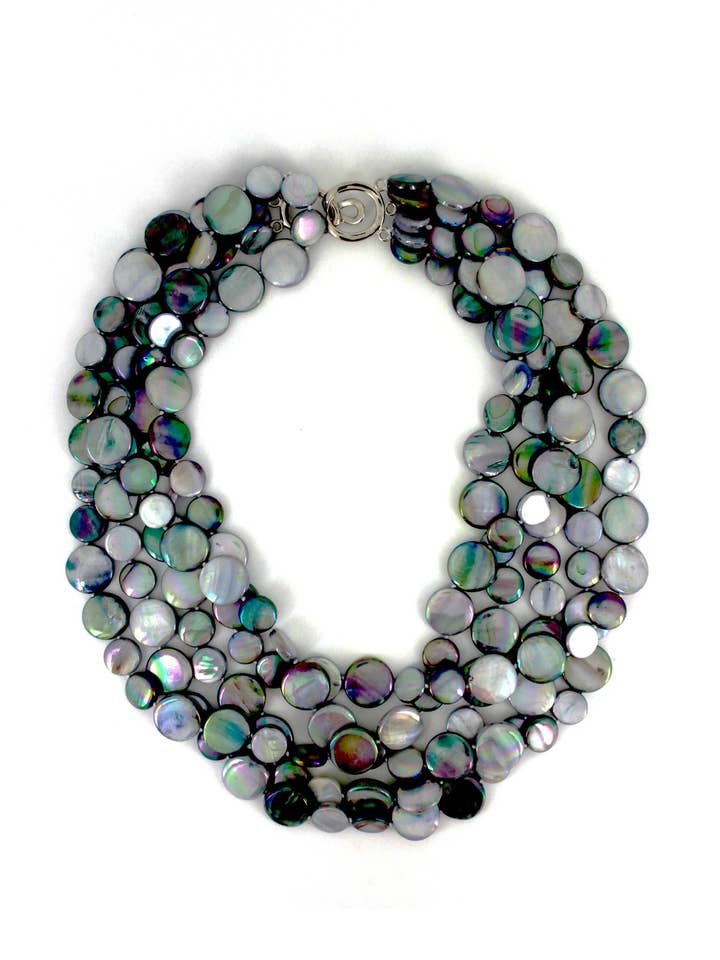 382048 - Silver/Gray 5 Strand MOP Necklace for wholesale by Sea Lily