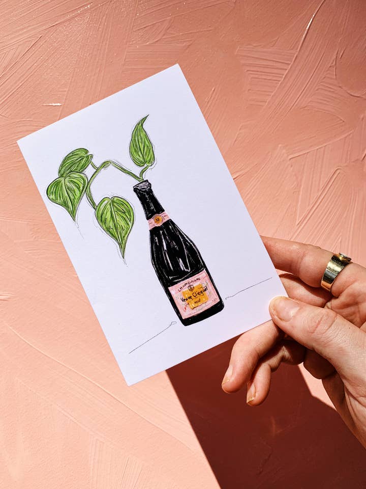 Champagne Clippings - Single Card for wholesale by Madison O'Brien Art