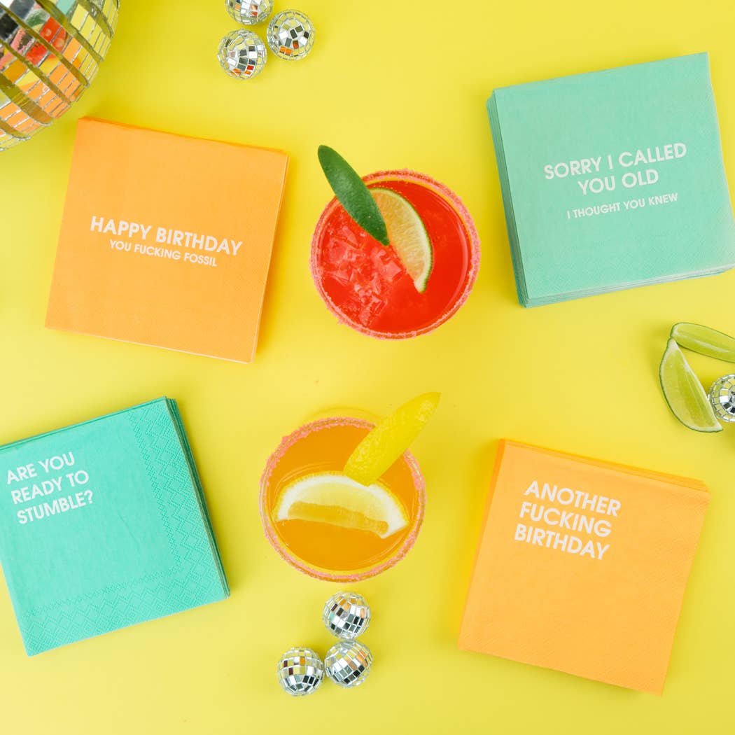 Chez Gagné – Engroshandel Engangsserviet – Undskyld, jeg kaldte dig gammel - Sjove fødselsdags-cocktailservietter4