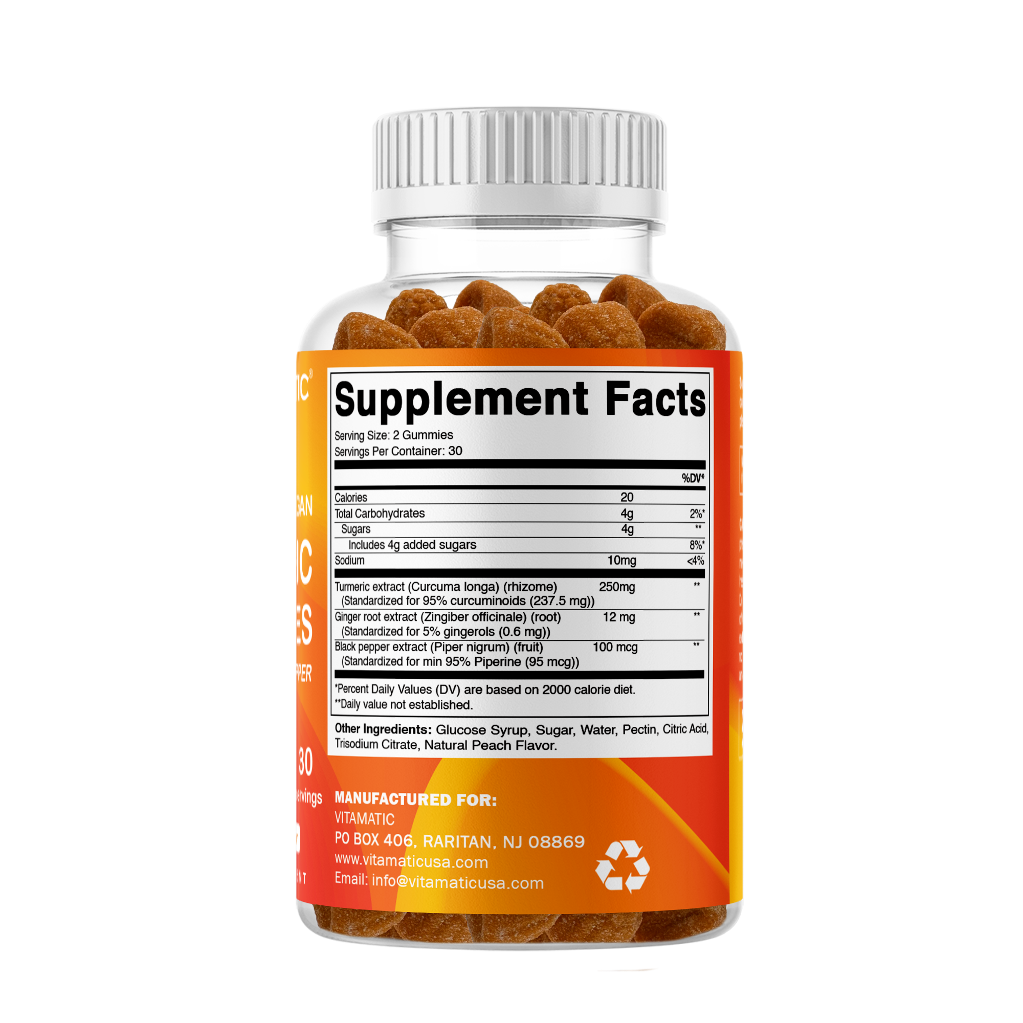 Vitamatic - Wholesale Oral Supplement/Vitamin - Vitamatic Turmeric Ginger with Black Pepper 60 Vegan Gummies8