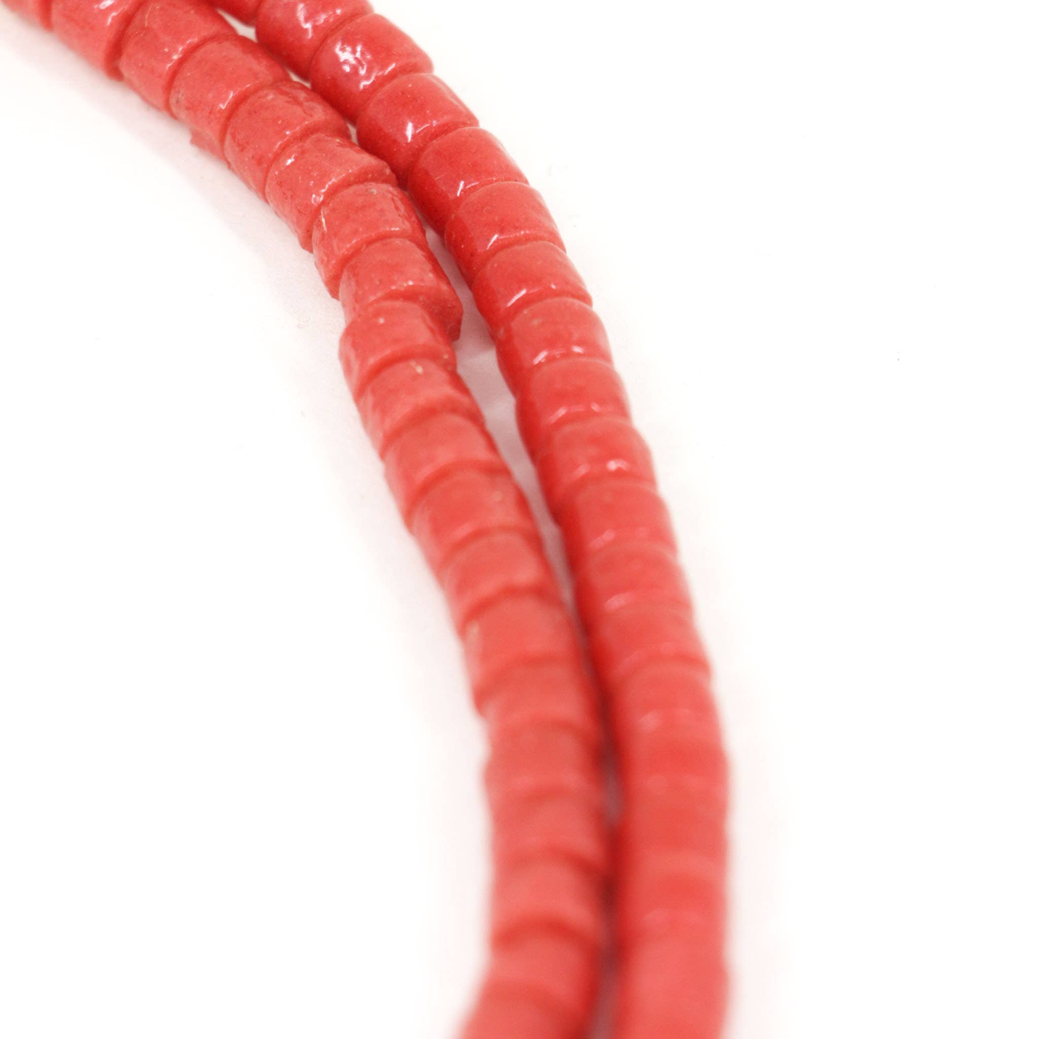 Africa Direct - Wholesale Beads - Flat-Ended "Recycled" Powder Glass Red Trade Beads5