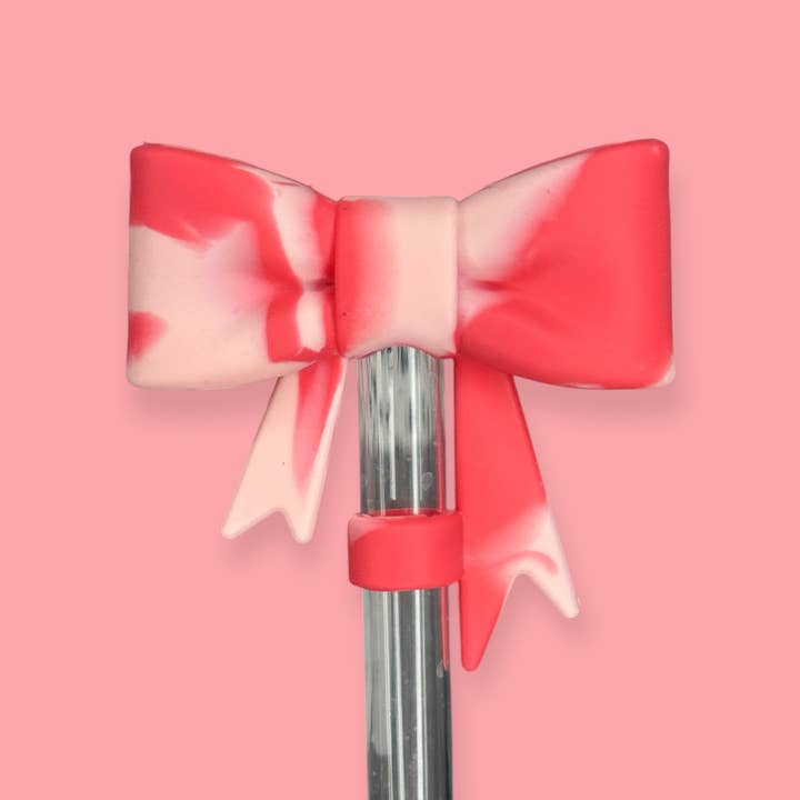 Salmon Glow | Bow | Straw Topper 10mm for wholesale by Sip n' Style Shop Co.