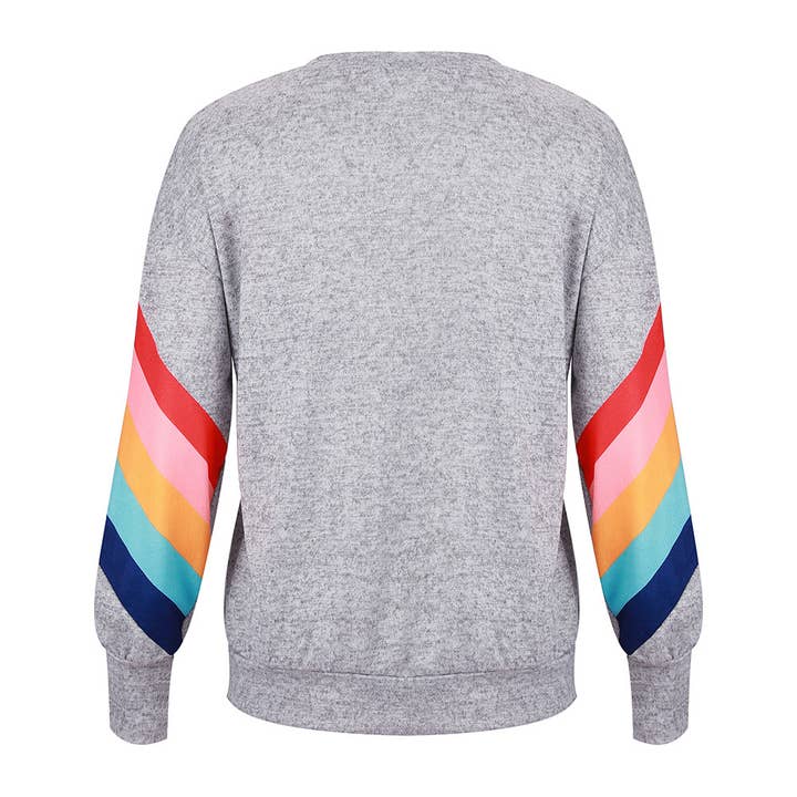 Rosa Clothing - Wholesale Sweatshirt - Women's - Rainbow Pattern Pullover Casual Thin Sweatshirt2