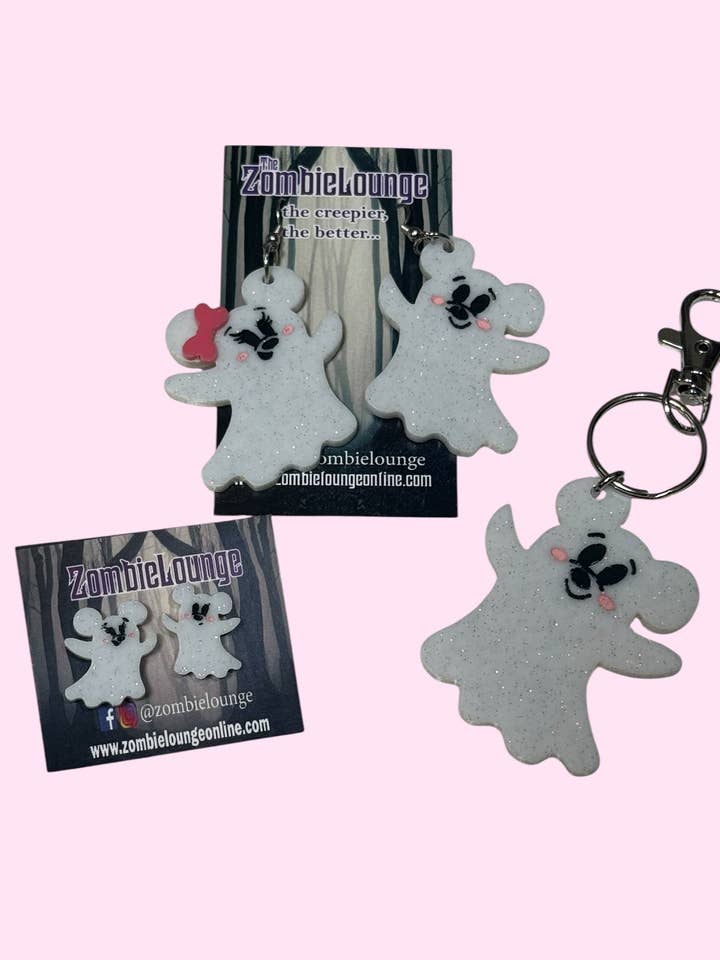 Gulliga spökmusörhängen eller nyckelring för wholesale av Zombie Lounge Bootique