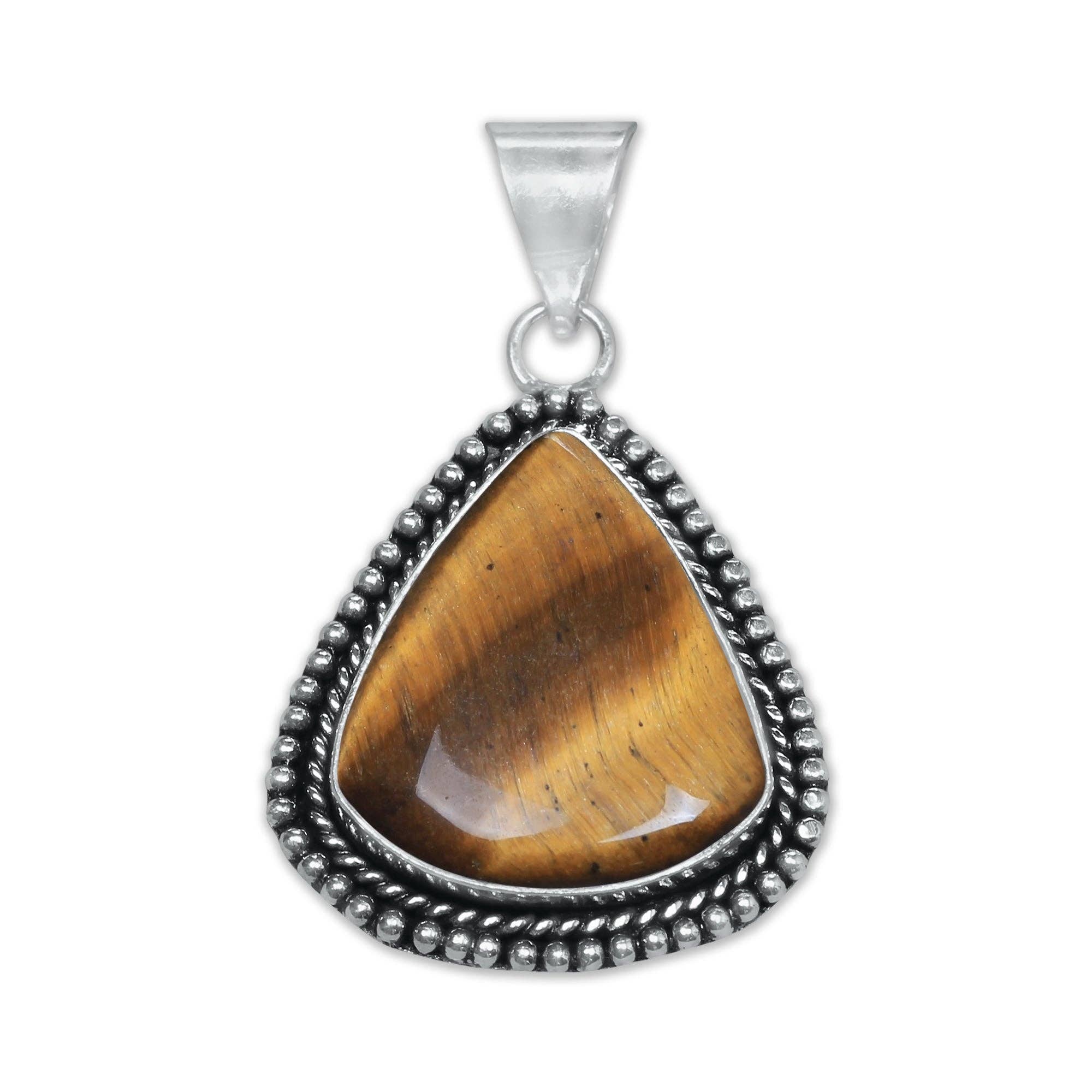 Handmade Jewels - Wholesale Individual Charm/Pendant - Tiger Eye Designer Pendants - Handmade, Silver-Plated, Assorted Designs/Sizes16