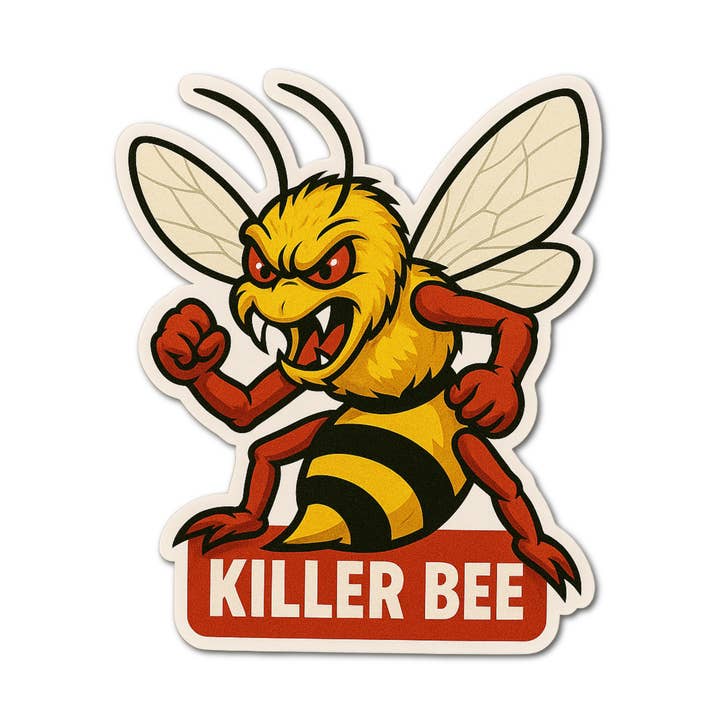 Killer Bee waterproof sticker for wholesale by Lyrical River Designs