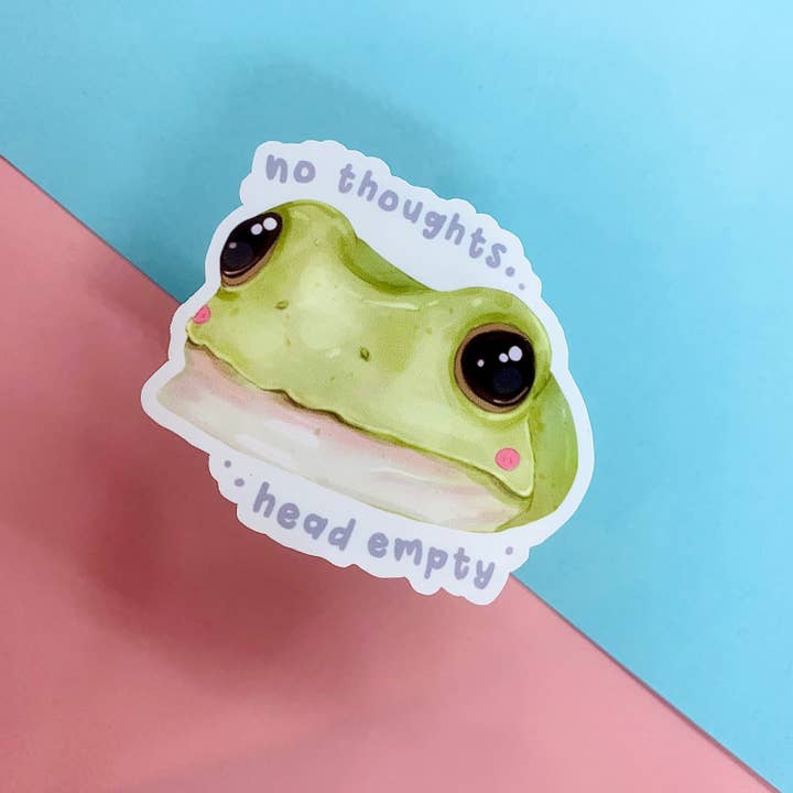 BubblesArtCraft - Vente Autocollant - Autocollant Frog Meme | Aucune pensée tête vide | Sticker grenouille2