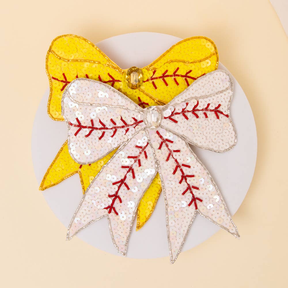 SP Sophia Collection - Wholesale Hair Clip - Women's - Sequins Baseball Theme Bow Ribbon Hair Clip2