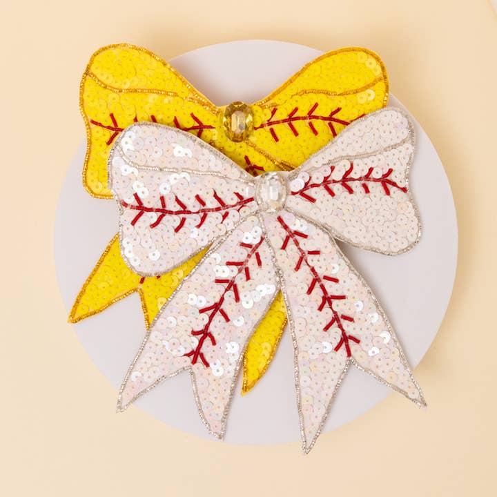 SP Sophia Collection - Wholesale Hair Clip - Women's - Sequins Baseball Theme Bow Ribbon Hair Clip2